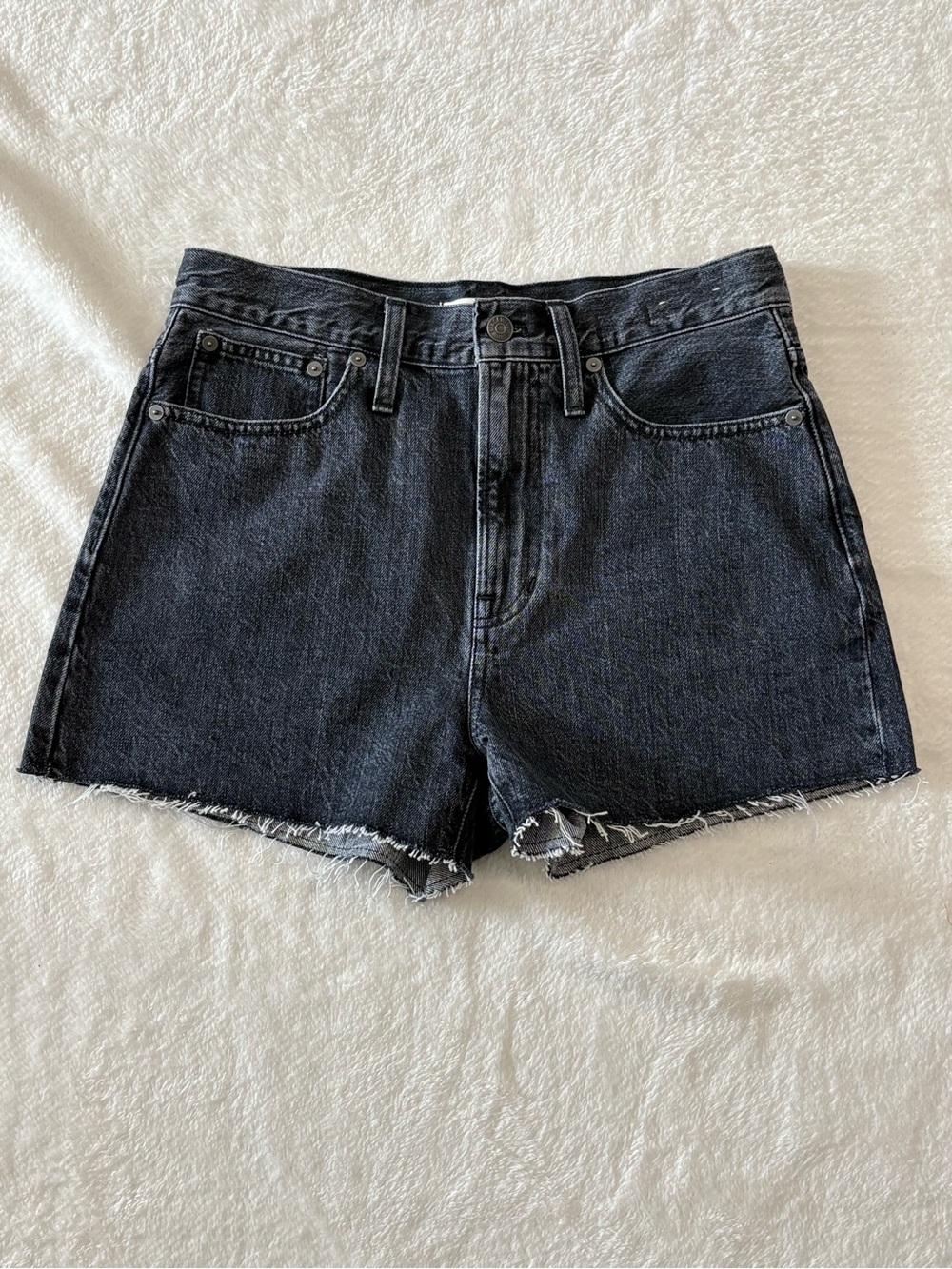 Madewell Black the perfect jean short High-Rise Cutoff Denim Shorts